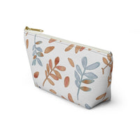 Watercolor Tossed Leaves Accessory Pouch w T-bottom in Orange